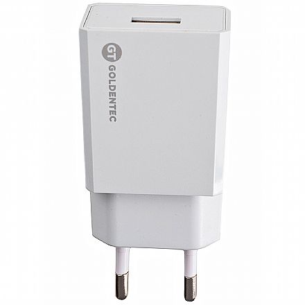 Carregadores - Carregador de Parede USB - Goldentec GT CP1.0 - 10W - USB de 2.1A - Branco - 39847