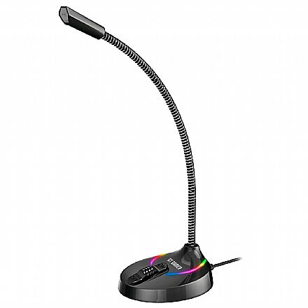 Acessorios de som - Microfone Gamer Goldentec GT Space - RGB - Haste Flexível - USB - 41392