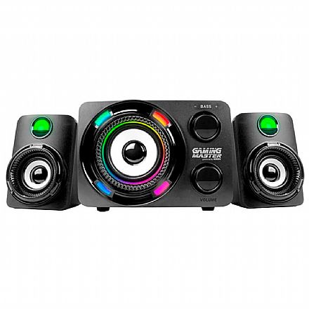 Caixa de Som - Caixa de Som Gamer K-Mex SS-9800 - 2.1 com Subwoofer - Conector P2 - LED Multicores