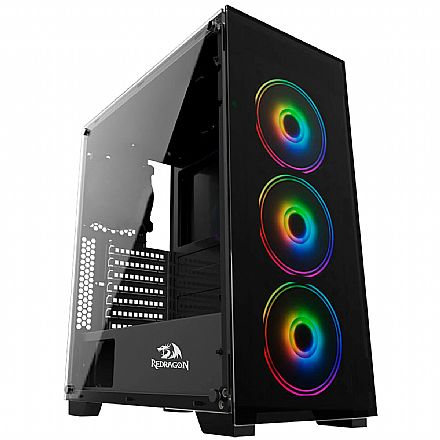 Gabinete - Gabinete Gamer Redragon MixMaster - Lateral em Vidro Temperado - com 3 Coolers RGB Chroma - USB 3.0 - GC-618