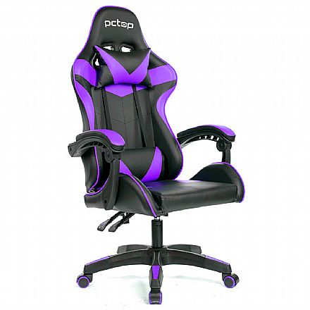 Cadeiras - Cadeira Gamer PCTop Strike SE1005 - Encosto Reclinável - Preta e Roxa - 0079469-01