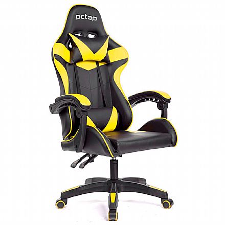 Cadeiras - Cadeira Gamer PCTop Strike SE1005 - Encosto Reclinável - Preta e Amarela - 0079466-01