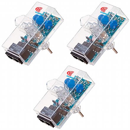 Filtro de linha - Kit Protetor Contra Raios Clamper Ethernet RJ45 2P+T - até 100Mbps - Transparente - 10746 - 3 unidades