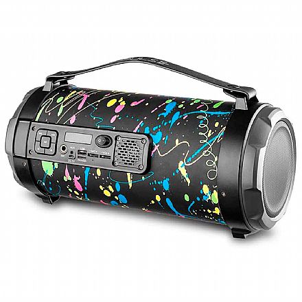 Caixa de Som - Caixa de Som Portátil Pulse Bazooka Paint Blast II SP362 - 120W - Bluetooth, USB, Micro SD e Rádio FM - Entrada P10 - Bateria de até 8 Horas - Efeitos de LED