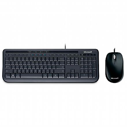 Kit Teclado e Mouse - Kit Teclado e Mouse USB Microsoft Wired 600 + Mouse Compact 500 - ABNT2 - 800dpi - ANB-00005 / U81-00010