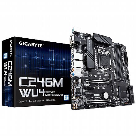 Placa Mãe para Intel - Gigabyte C246M-WU4 Server - (LGA 1151 - DDR4 ECC) - Chipset C246 - Para Servidor Xeon - Dual LAN