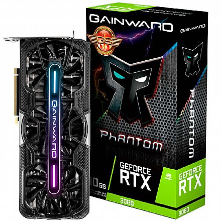 Placa de Vídeo - GeForce RTX 3080 10GB GDDR6X 320bits - Phantom Series - Gainward NED3080H19IA-1020P - Selo LHR