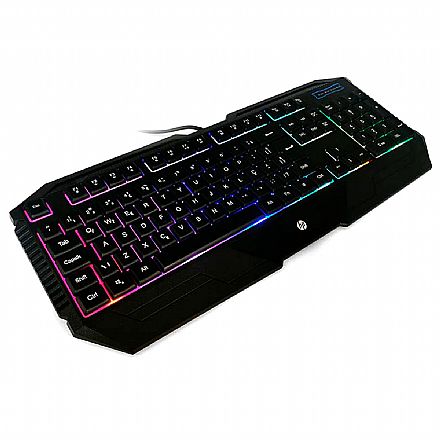 Teclado - Teclado Gamer HP K110 - ABNT2 - Iluminação LED - 9XW73AA