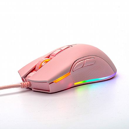Mouse - Mouse Gamer Motospeed V70 Essential - 16000dpi - 7 Botões - Rosa - FMSMS0085RSA
