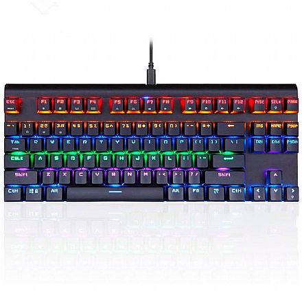 Teclado - Teclado Mecânico Gamer sem Fio Motospeed K83 - Padrão US - RGB - Bluetooth - Switch Azul - FMSTC0013PTO