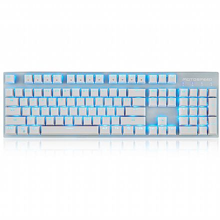 Teclado - Teclado Mecânico Gamer Motospeed GK89 - Padrão US - LED Azul - Switch Azul - Branco - FMSTC0078BRO