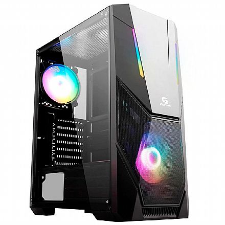 Gabinete - Gabinete Gamer Fortrek Black Hawk - Lateral em Acrílico - Frontal RGB - com 1 Cooler RGB Incluso - 70570