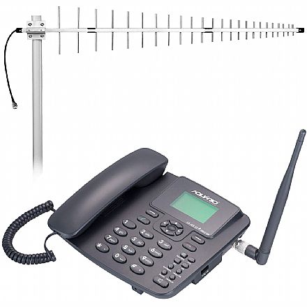 Acessorios de telefonia - Kit Telefone Celular Rural 3G + Antena Externa Quadriband + Cabo 15 Metros - Aquário