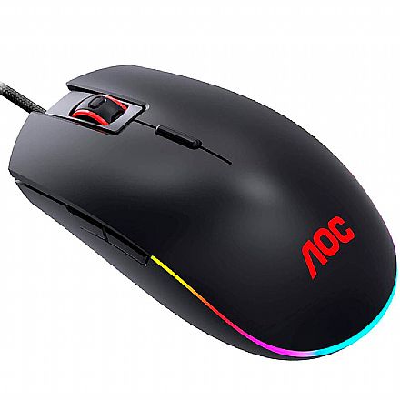 Mouse - Mouse Gamer AOC GM500 - 5000dpi - 8 Botões Programáveis - RGB - GM500DRBB