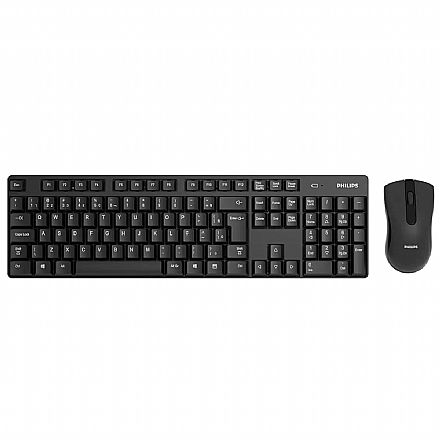 Kit Teclado e Mouse - Kit Teclado e Mouse sem Fio Philips SPT6501B - ABNT2 - 1000dpi