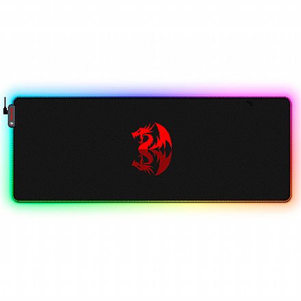 Mouse pad - Mousepad Gamer Redragon Neptune P027 - Iluminação RGB - Extra Grande: 800 x 300mm