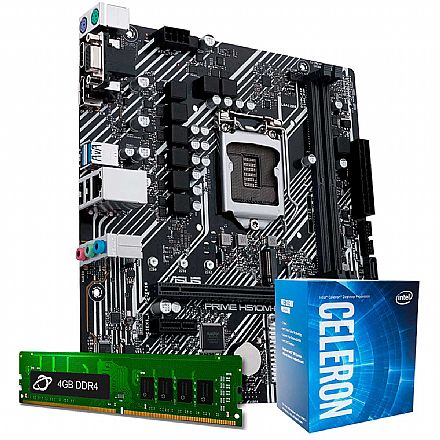 Kit Upgrade - Kit Upgrade Processador Intel® Celeron® G5905 + Placa Mãe Asus Prime H510M-E + Memória 4GB DDR4
