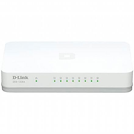Rede Switch - Switch 8 Portas D-Link DGS-1008A - Gigabit - Branco