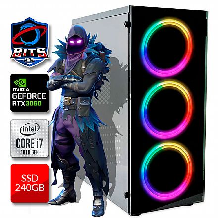 Computador Gamer - PC Gamer Bits 2021 - Intel i7 10700, 16GB, SSD 240GB, Video GeForce RTX 3060 - Powered by Asus