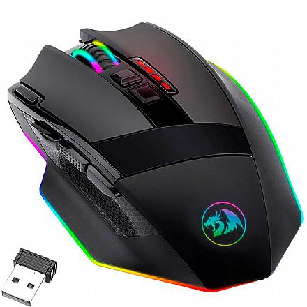 Mouse - Mouse Gamer sem Fio Redragon Sniper Pro - 16000dpi - 9 Botões Programáveis - Iluminação RGB - M801P-RGB