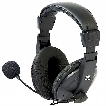 Fone de Ouvido - Headset C3Tech Voicer Comfort PH-60BK - Microfone e Controle de Volume - Conector P2
