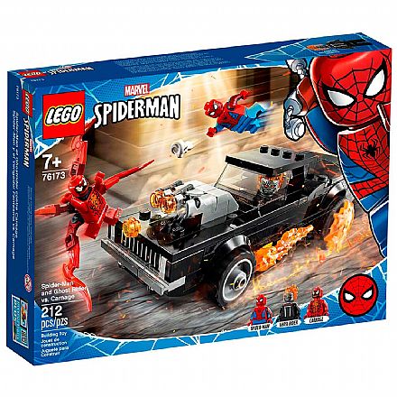 Brinquedo - LEGO Super Heroes Marvel - Homem Aranha e Motoqueiro Fantasma vs. Carnificina - 76173