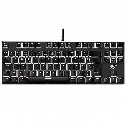 Teclado - Teclado Mecânico Gamer Havit TKL HV-KB435L - ABNT2 - Retroiluminado - Switch Azul