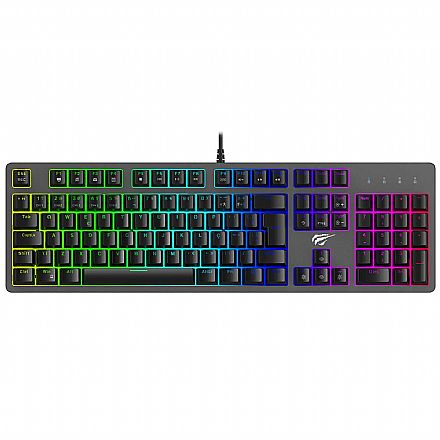 Teclado - Teclado Mecânico Gamer Havit HV-KB492L - ABNT2 - RGB - Switch Marrom