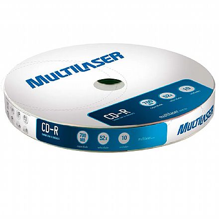 Mídia - CD-R 700MB 52x - Tubo com 10 unidades - Multilaser Shrink CD027