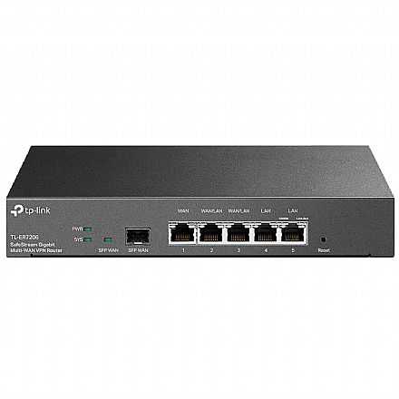 Roteador Load Balance - Roteador Load Balance TP-Link TL-ER7206 - até 4 portas WAN (redundante) Gigabit - WAN SFP - SafeStream - VPN Multi-Wan