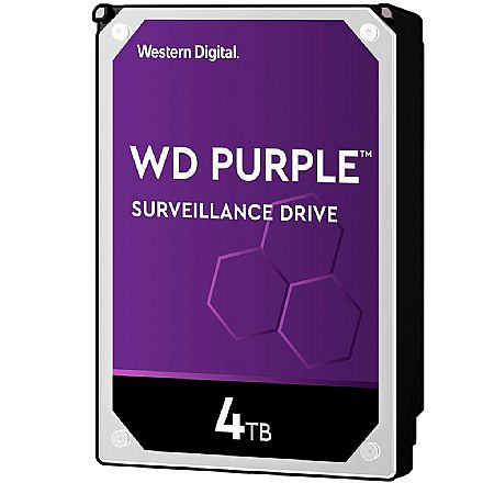 HD (Disco Rígido) - HD 4TB SATA - 5400RPM - 64MB Cache - Western Digital Purple Surveillance - WD40PURZ - Ideal para CFTV