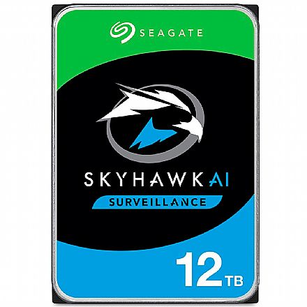 HD (Disco Rígido) - HD 12TB SATA - 7200RPM - 256MB Cache - Seagate SkyHawk AI Surveillance - ST12000VE0008 - Ideal para Vigilância