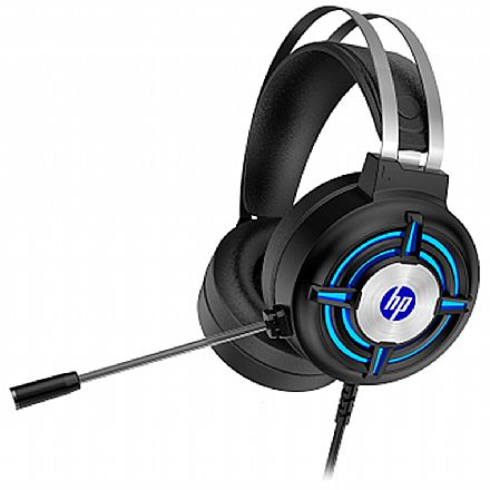 Fone de Ouvido - Headset Gamer HP H120 - Controle de Volume e Microfone - LED - Conector P2 e USB para energia