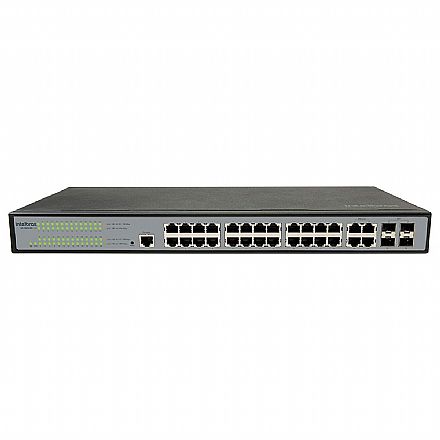 Rede Switch - Switch 24 Portas Intelbras SG 2404 MR L2+ - 24 Portas Gigabit - 4 Slots GBIC / SFP - Gerenciável L2+