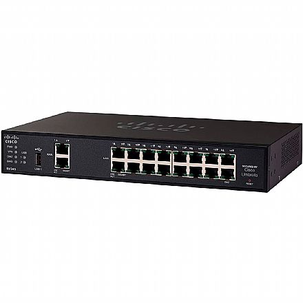 Roteador Load Balance - Roteador Load Balance Cisco RV345-K9-BR - Gigabit - Dual Wan - VPN - 16 Portas LAN