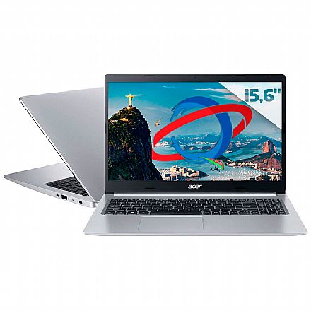 Notebook - Notebook Acer Aspire A515-54-57EN - Intel i5 1035G1, RAM 20GB, SSD 256GB, Tela 15.6" Full HD, Windows 10 - Prata