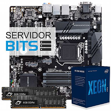 Servidor - Kit Upgrade Servidor - Processador Intel® Xeon® E-2124 + Placa Mãe Gigabyte C246M-WU4 Server + Memória 16GB DDR4 (2x 8GB)