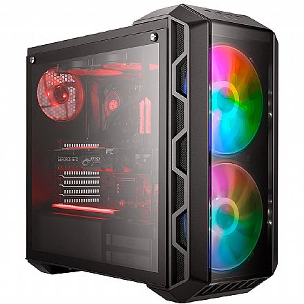 Gabinete - Gabinete Cooler Master MasterCase H500 - Lateral em Vidro Temperado - 2 Opções de Painel Frontal - 2 Coolers ARGB Inclusos - MCM-H500-IGNN-S01