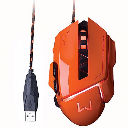 Mouse - Mouse Gamer Multilaser Warrior Ivor - 3200dpi - 7 Botões - Laranja - MO263