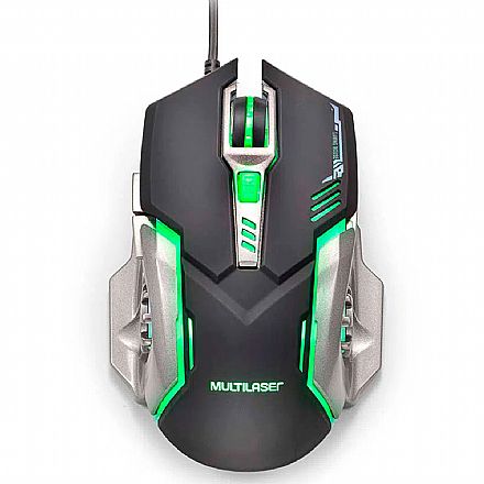 Mouse - Mouse Gamer Multilaser MO269 - 2400dpi - 6 Botões - Preto e Grafite