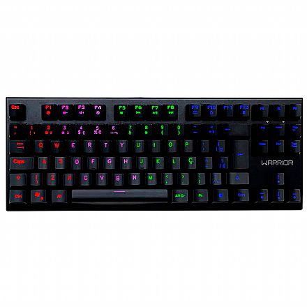 Teclado - Teclado Mecânico Gamer Multilaser Warrior Tero - TKL ABNT2 - LED Rainbow - Swtich Azul - TC237