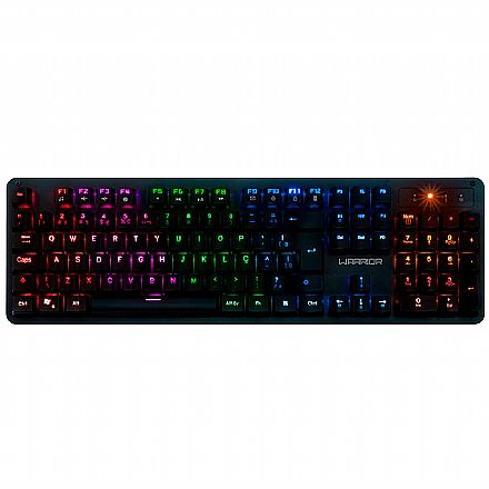 Teclado - Teclado Mecânico Gamer Multilaser Warrior Dunky - ABNT2 - LED Rainbow - Swtich Azul - TC248