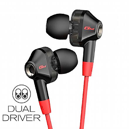 Fone de Ouvido - Fone de Ouvido Edifier GM2 SE in Ear - Intra Auricular - Conector P2 - com Microfone - Dual Driver - Preto e Vermelho