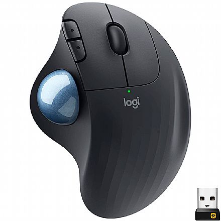Mouse - Mouse sem Fio Trackball Logitech Ergo M575 - Bluetooth - Receptor Unifying USB - 910-005869
