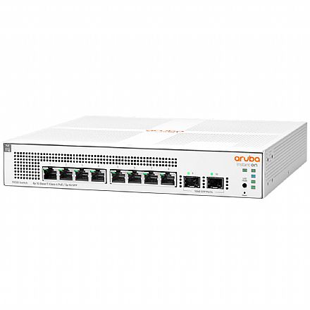 Rede Switch - Switch 8 Portas HPE Aruba 1930 8G - Gerenciável - Gigabit + 2 portas SFP - PoE - JL681A