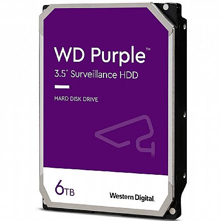 HD (Disco Rígido) - HD 6TB SATA - 5400RPM - 128MB Cache - Western Digital Purple Surveillance - WD62PURZ - Ideal para CFTV