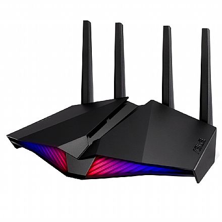 Roteador, Repetidor & Acess Point - Roteador Gamer Wi-Fi Asus Gamer RT-AX82U - Gigabit - 5400MB/s - Wi-Fi 6 - Aura RGB - AiMesh - Modo Mobile