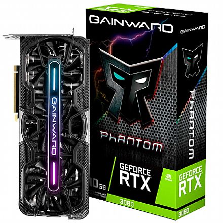 Placa de Vídeo - GeForce RTX 3080 10GB GDDR6X 320bits - Phantom Series - Gainward NED3080U19IA-1020P - Selo LHR
