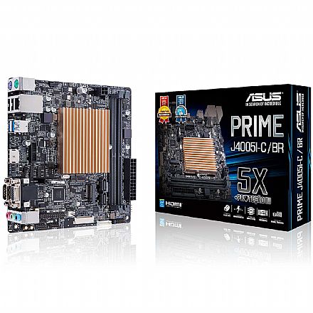Placa Mãe para Intel - Kit Placa Mãe Asus Prime J4005I-C/BR + Processador Intel Celeron - USB 3.1 - Slot M.2 - Mini ITX