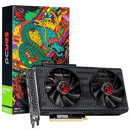 Placa de Vídeo - GeForce RTX 3060 Ti 8GB GDDR6 256bits - PCYes Graffiti Series PP3060TI8DR6256 - Selo LHR